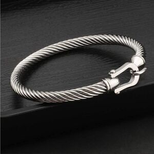New Silver Bracelets for Women Cable Bangle
